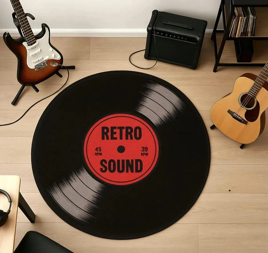 Audio Music Visualizer Free - 1 Stück Retro-Plattenspieler-Teppich, maschinenwaschbar, Geschenk für
