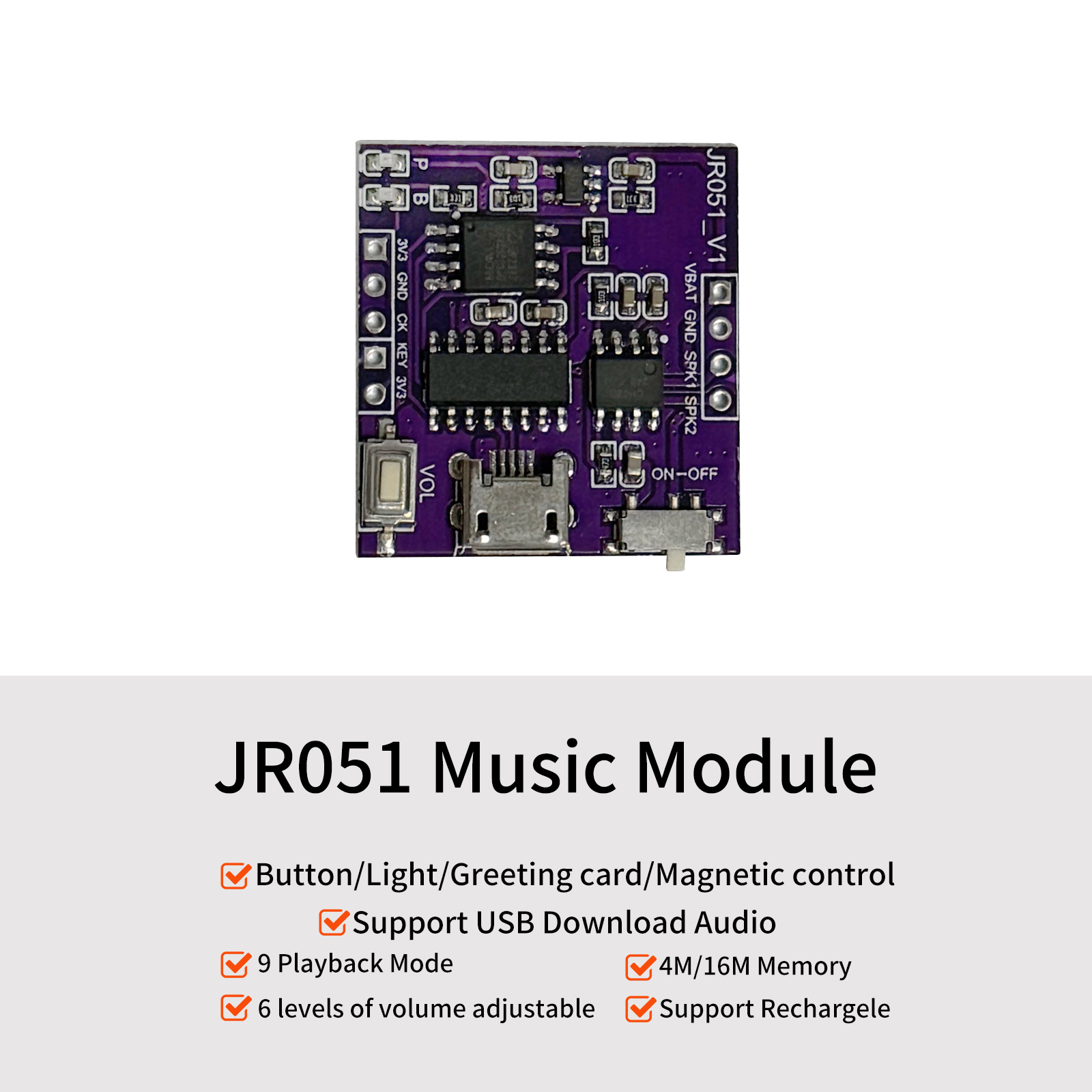 Audio Music To Download - Musik-Sound-Modul USB-Download eingebauter 3-W-Verstärker, Sprach chip