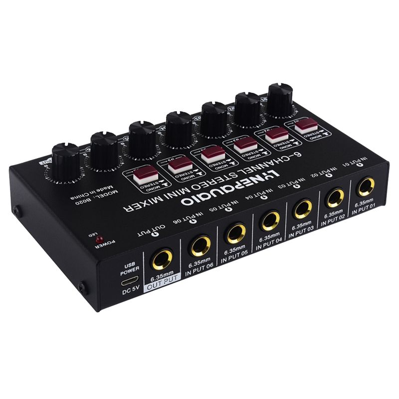 Audio Music Mixer - Exquisite-Mini 6-Kanal Stereo-Audiomixer Musikinstrumenten-Mixer für Elektrische