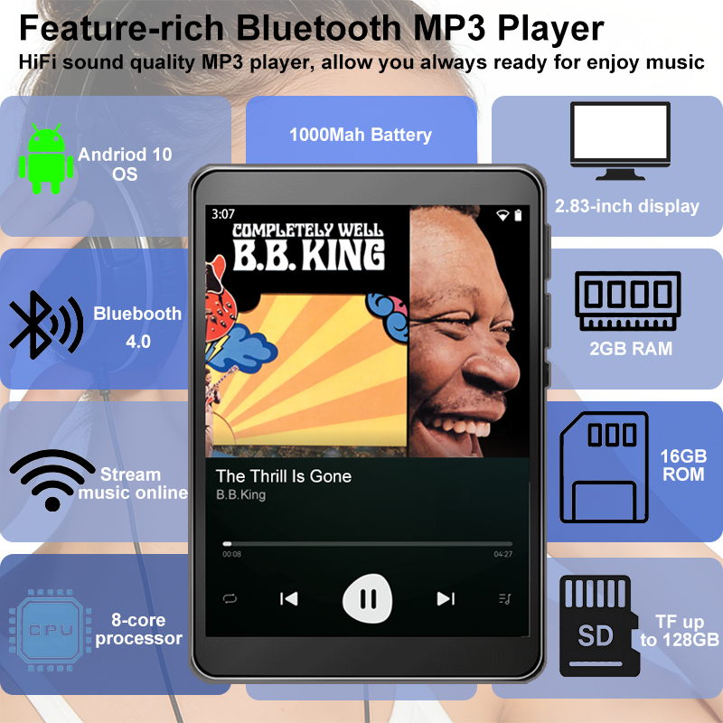 Audio Music To Download - WiFi-MP3-Player Android 10 Spotify Online-Musik-Streamer Bluetooth-Lautsprecher