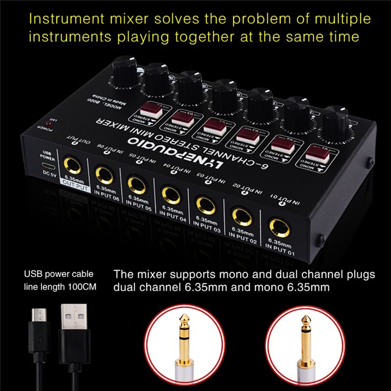 Exquisite-Mini 6-Kanal Stereo- – Audio Music Mixer Bewertung und Preis